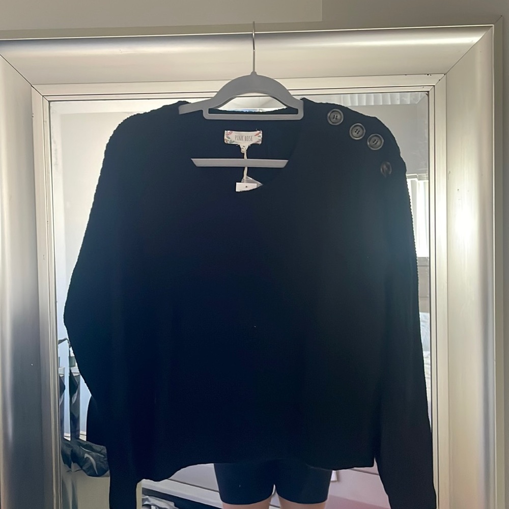 Pink Rose black sweater